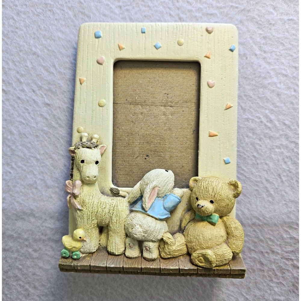 VTG Burnes of Boston Nursery Decor Frame 3D Giraffe Bunny Teddy Bear Retro 1990s